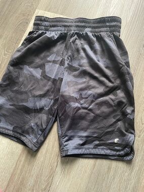Men's Black Camo Athletic Shorts with Elastic Waistband